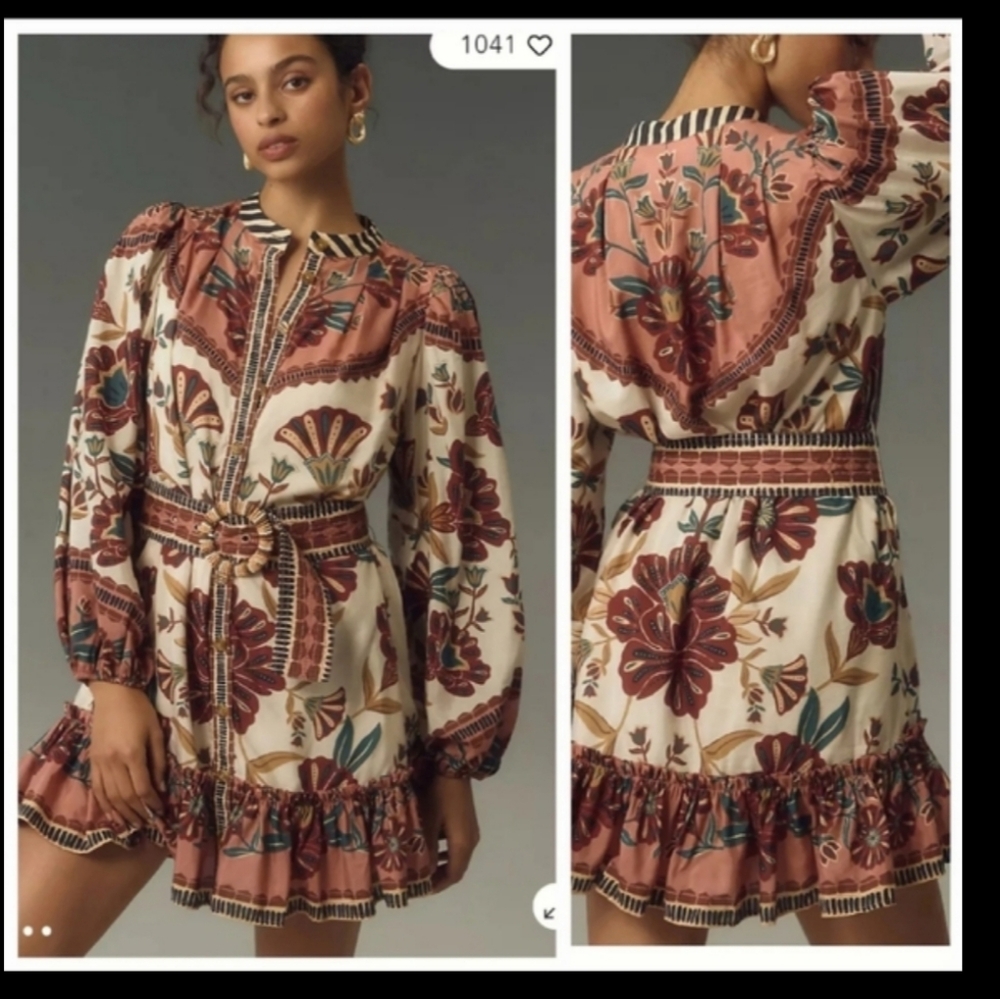Farm Rio Seashell Riad Minidress Fall dress NWT Anthropologie sold out all sizes